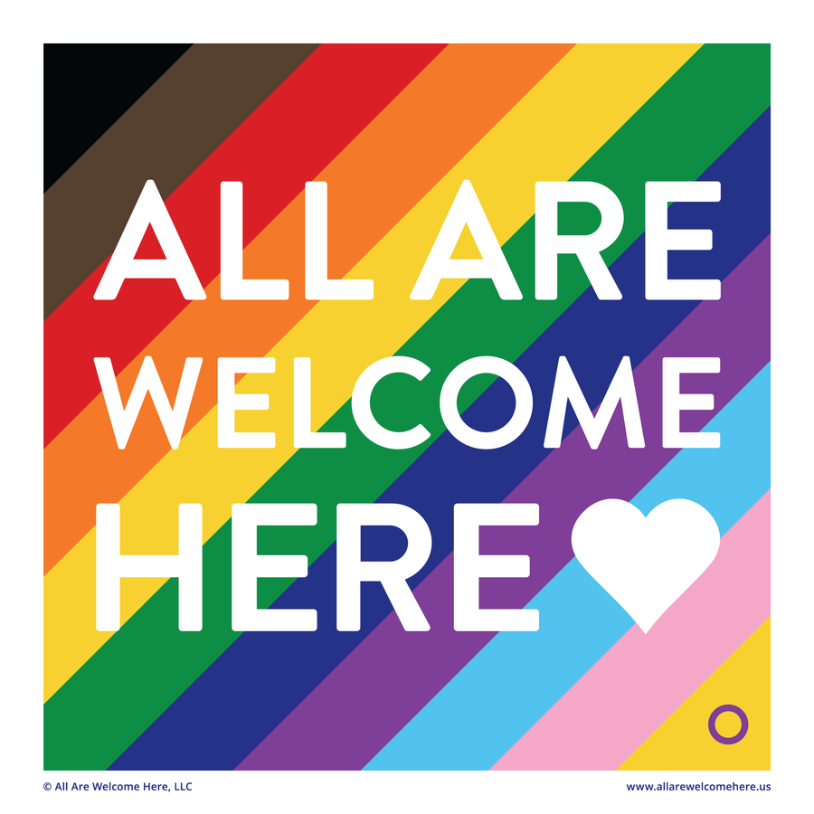 Progress Pride Yard Sign – All Are Welcome Here
