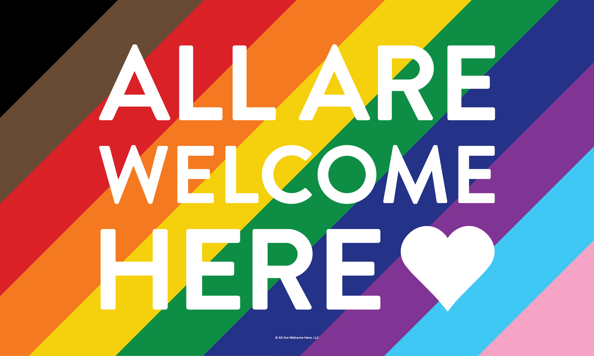 Progress Pride Pole Flag – All Are Welcome Here